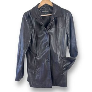 J Park Couture Women's M Long Line Soft Lamb Leather Jacket Brown City‎ Classic